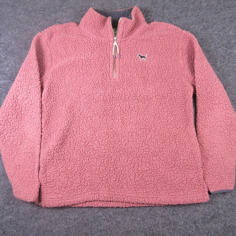 PINK Victoria's Secret Sweater Womens Small Pink Sherpa Fleece 1/4 Zip Pullover - Picture 1 of 8